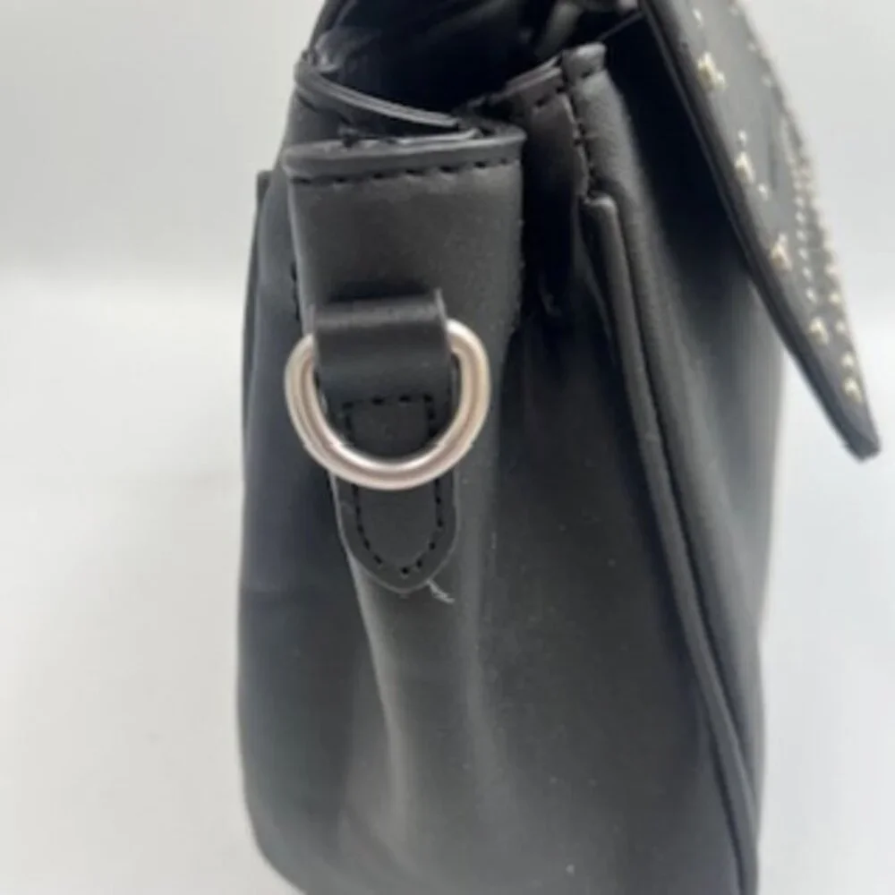 NEW French Connection Bellita Purse crossbody bag Black Faux Leather Silver Stud